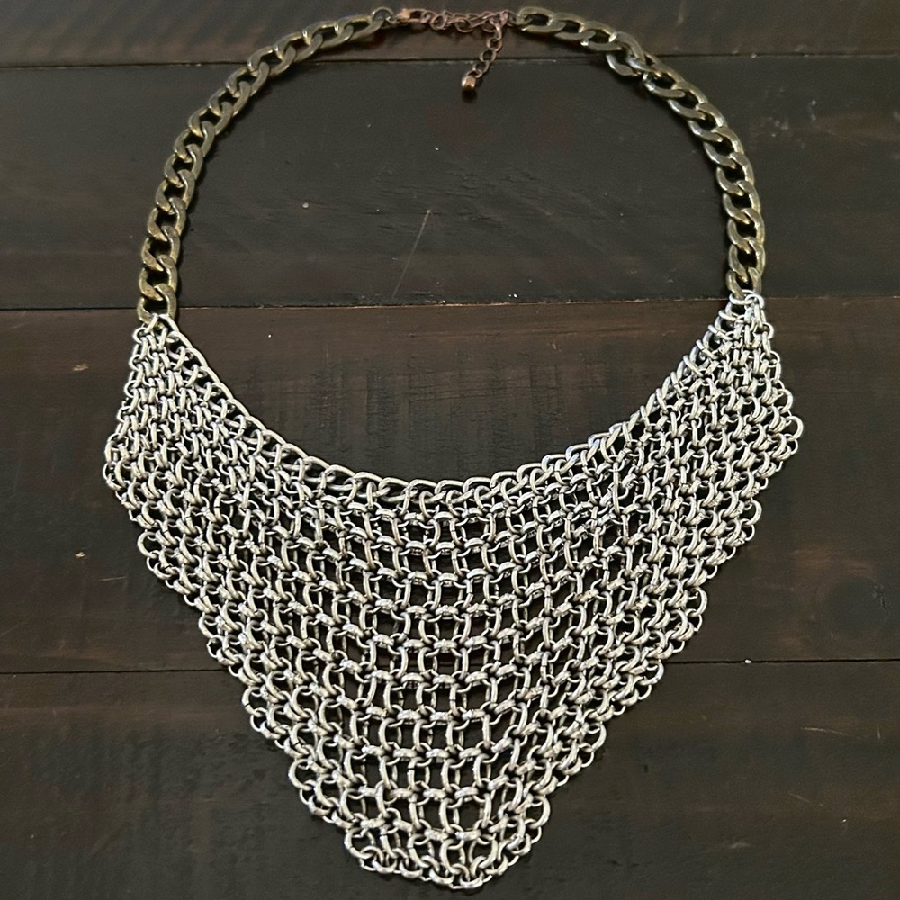 Mixed Metals Chains Statement Necklace - image 1